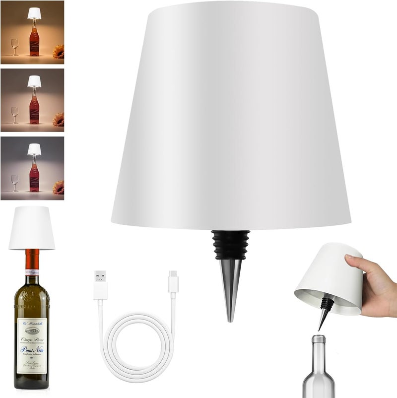 Hoide Store 2025 New Wireless Bottle Lamp - LED Bottle Lights for Liquor & Wine Bottles, Cordless Lampshade, Whiskey Bottle Top Light, Bottle Stopper Night Light Kit, Rechargeable 3-Tone Touch-Dimmable - Image 1